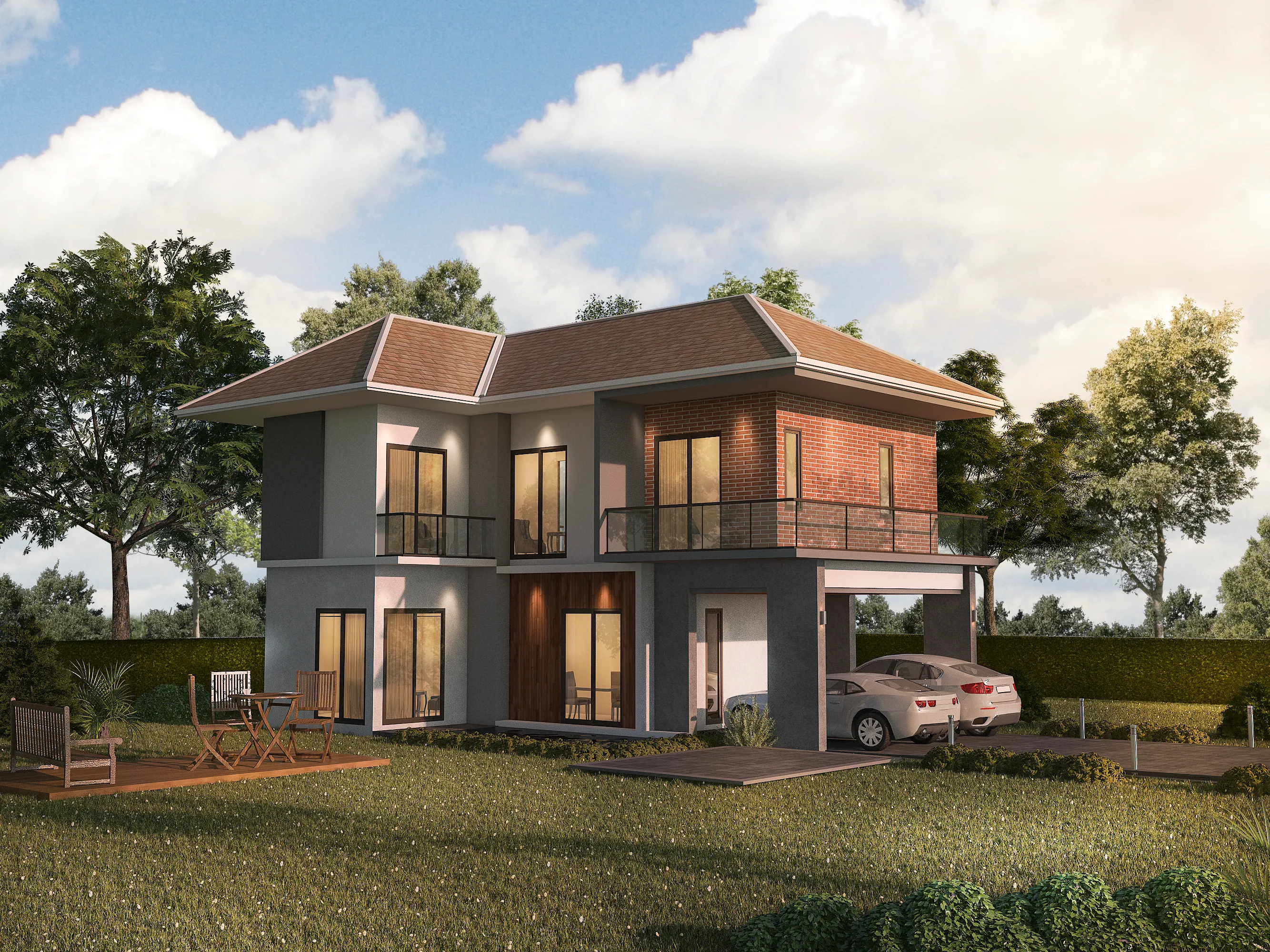 3D Modelling — 3d rendering colorful and beautiful light brick ho utc