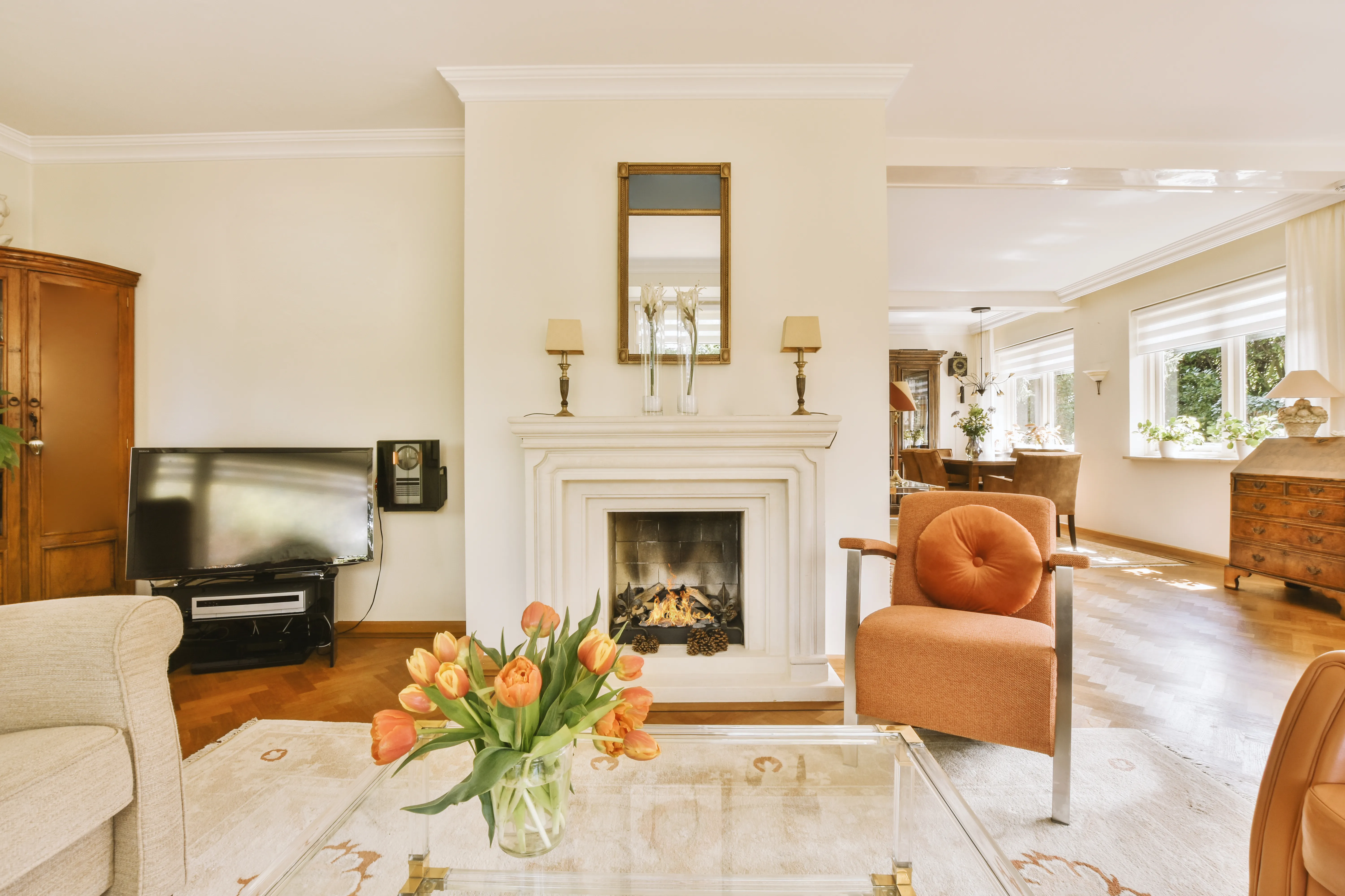 Interior Design — a living room filled with furniture and a fireplac utc
