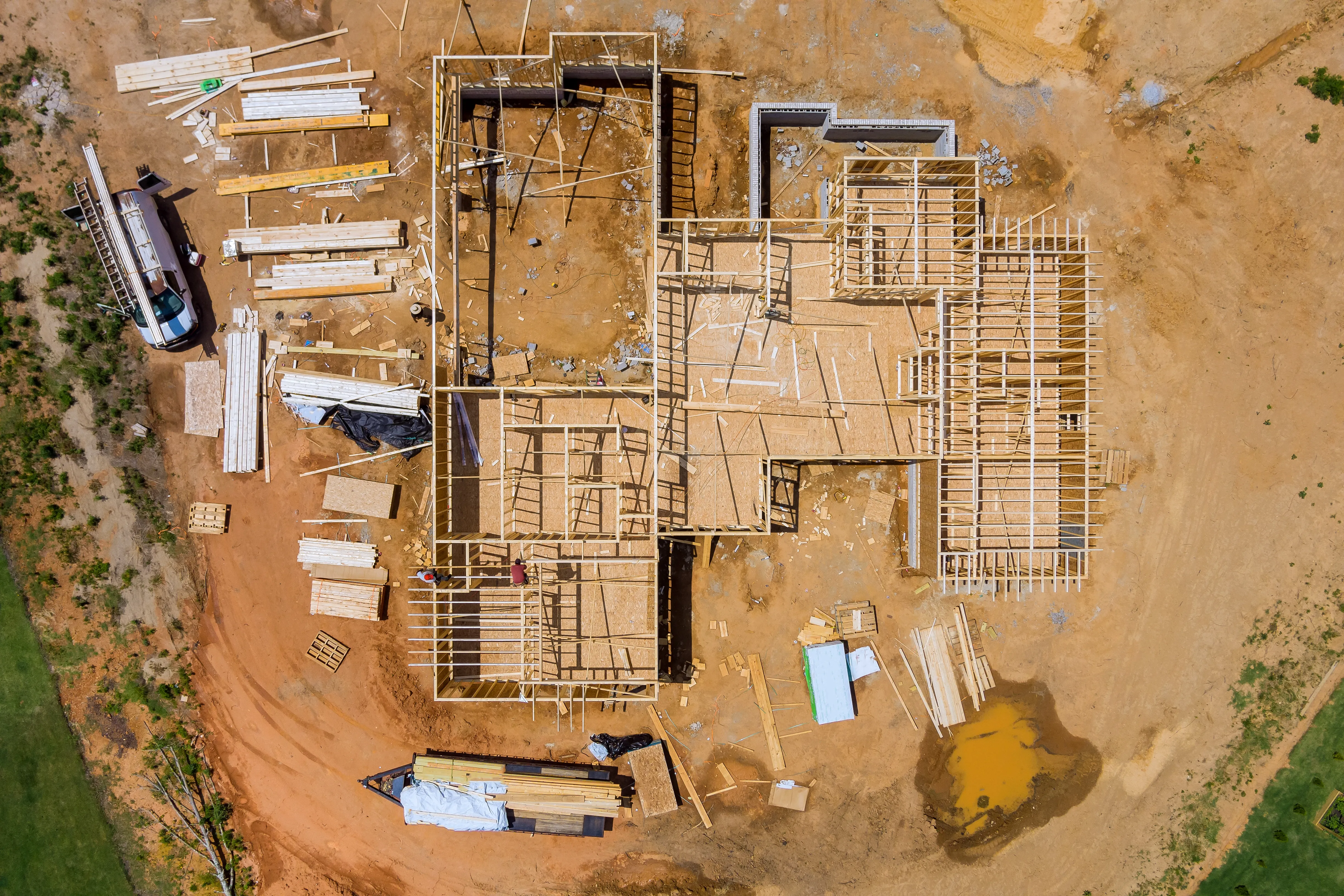 Planning — aerial view of fragment a new home under construct utc