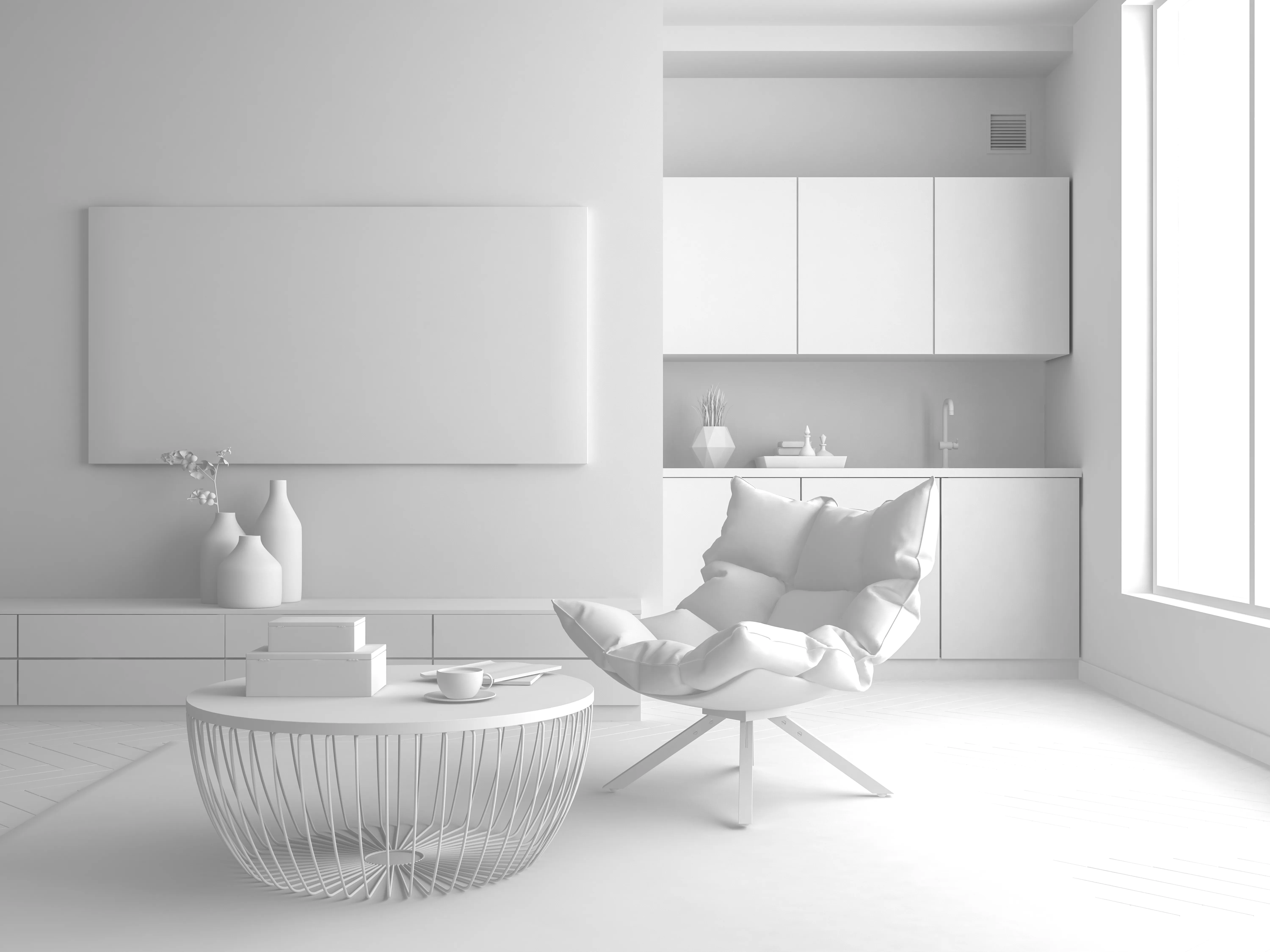3D Modelling — interior modern design room 3d illustration utc