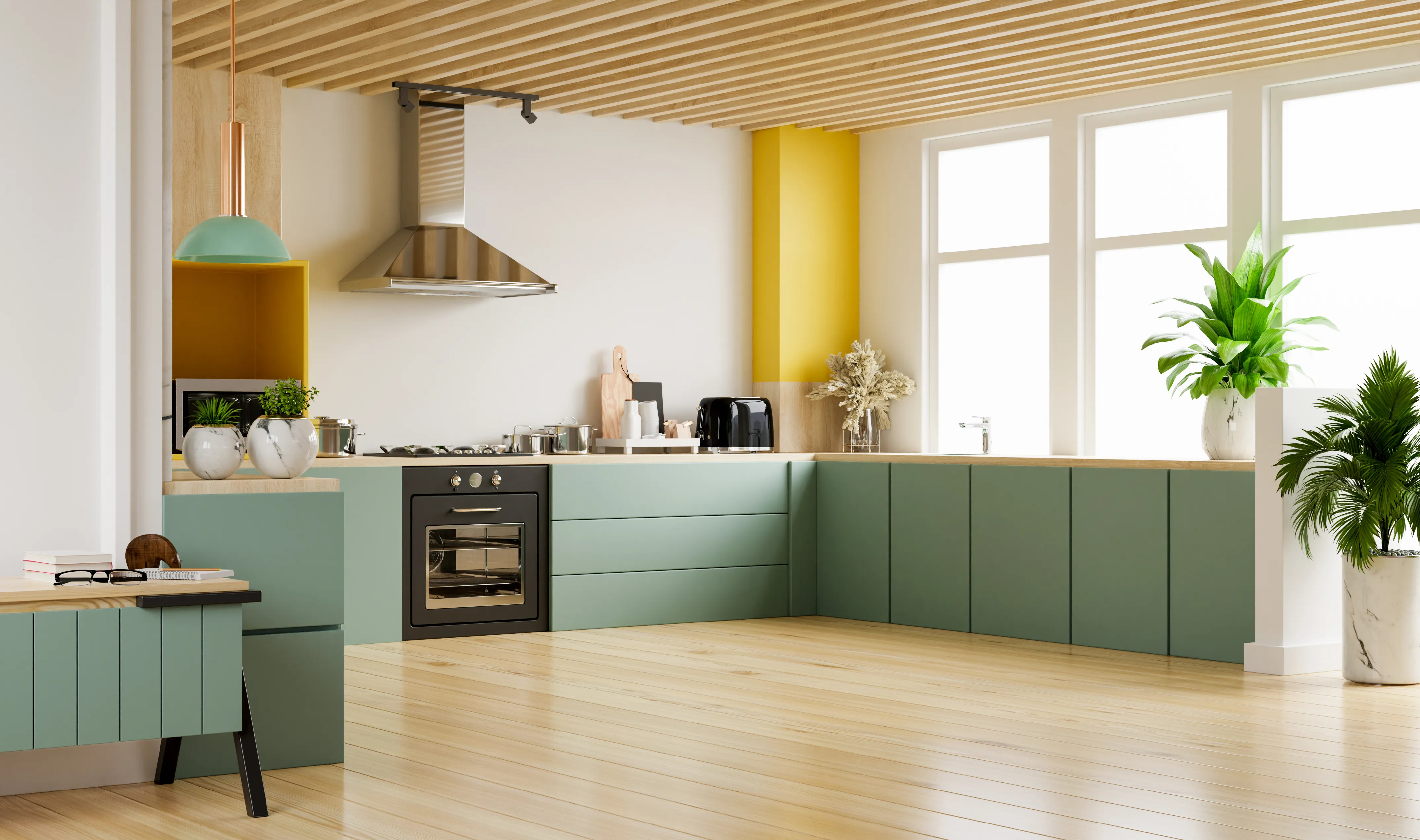 3D Modelling — modern kitchen interior with furniture utc