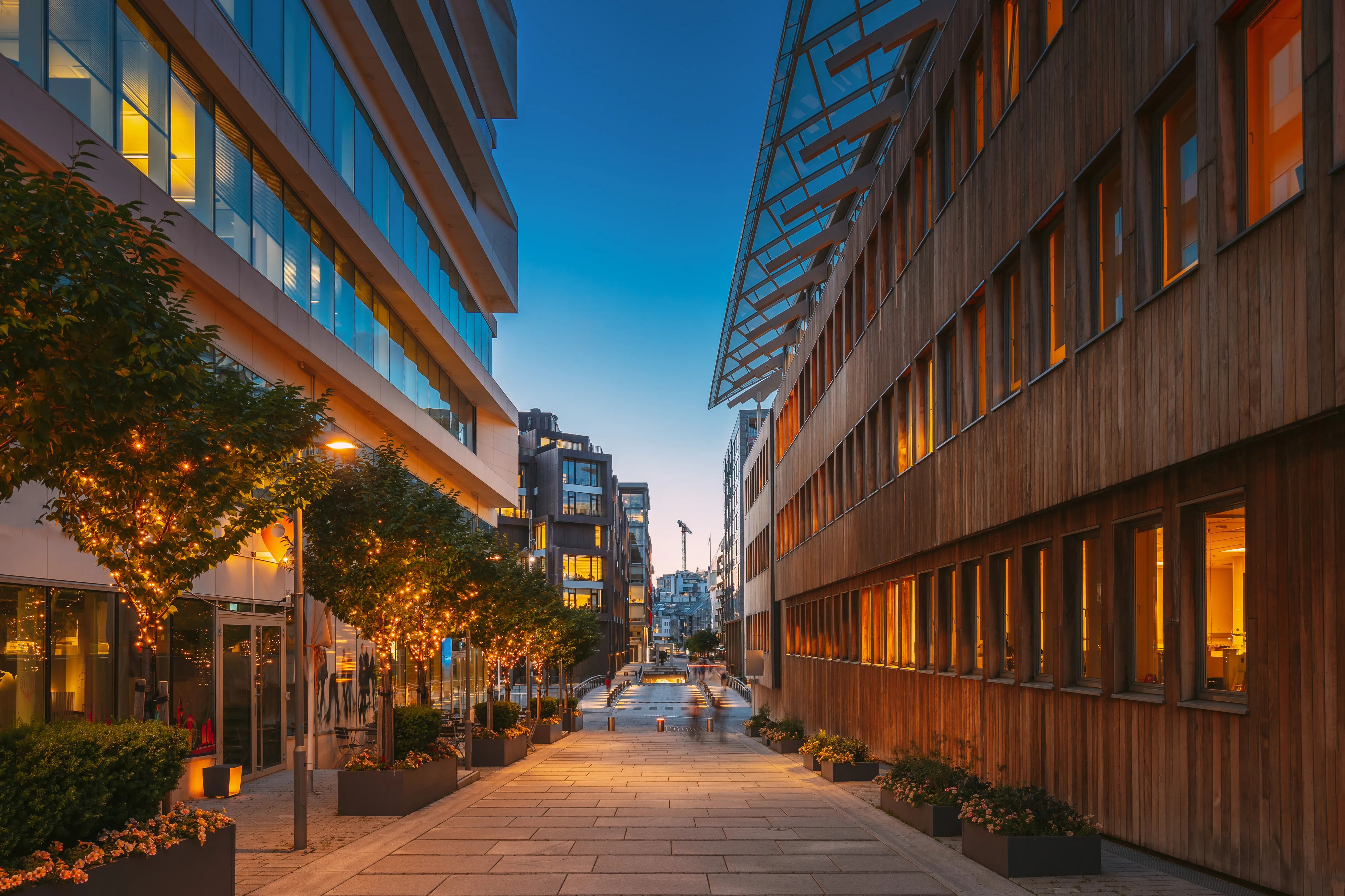 Urban Design — oslo norway night view embankment and residentia utc