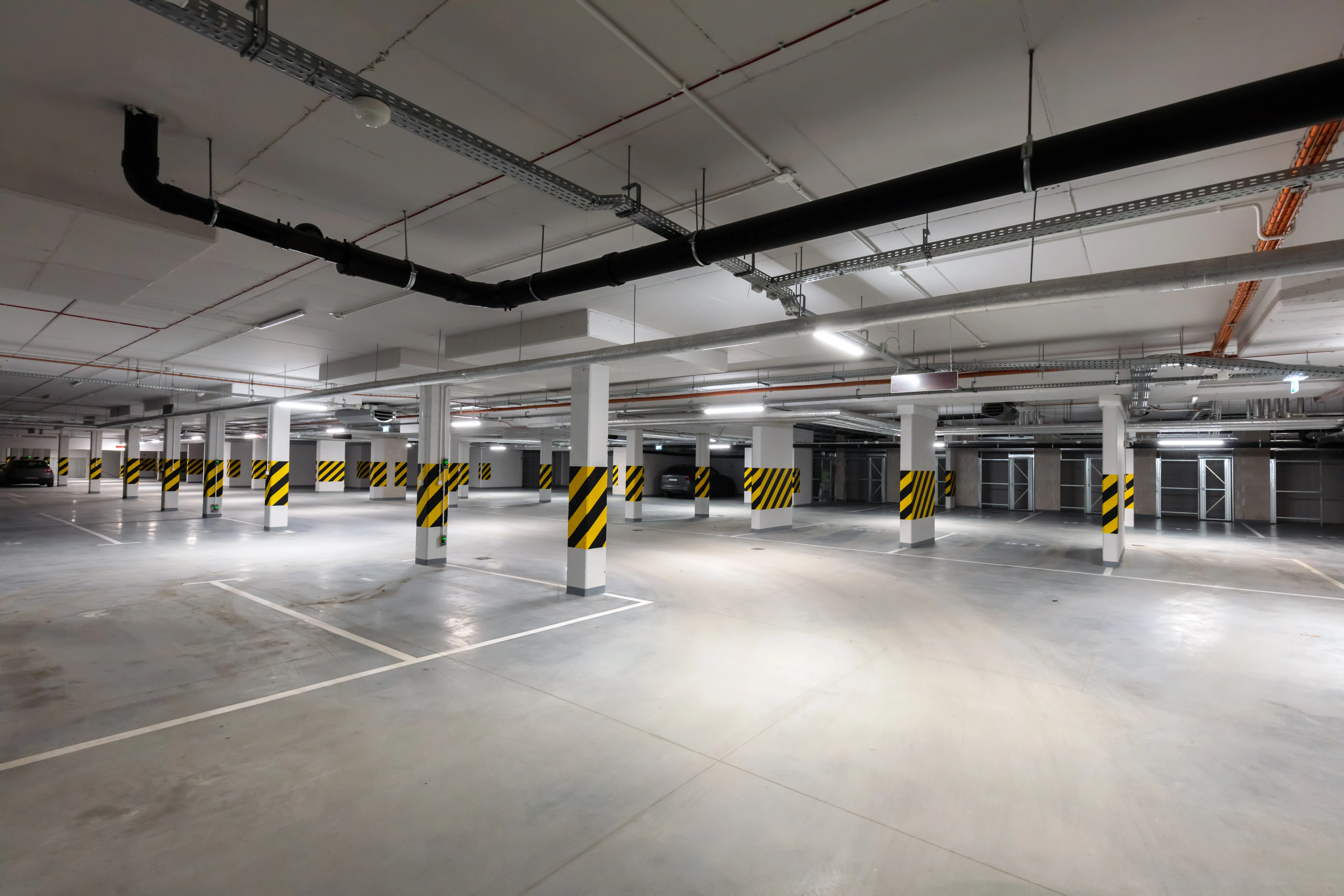 Urban Design — underground empty parking garage modern urban spa utc